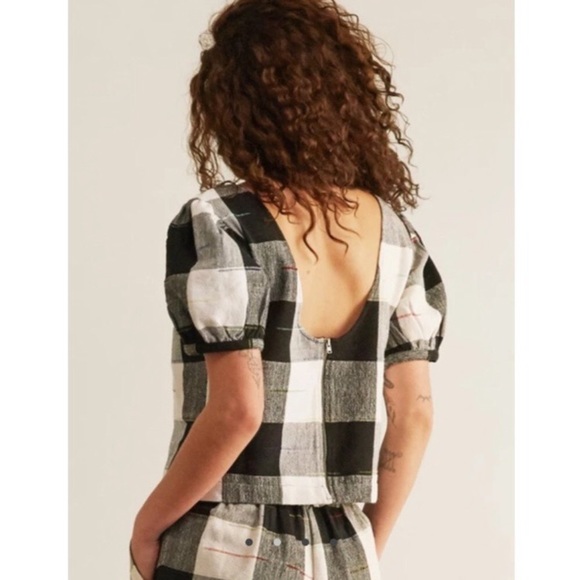 Anthropologie black and white shirt 1x plus size with zipper in the back - Picture 5 of 10